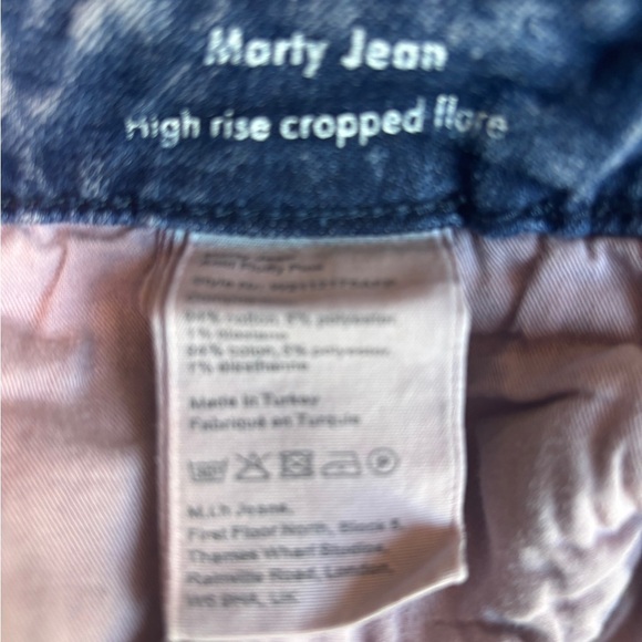 M.i.h. Anthropologie Marty Fluffy Pink Acid Wash Cropped Flare Jeans 32 - Picture 8 of 9